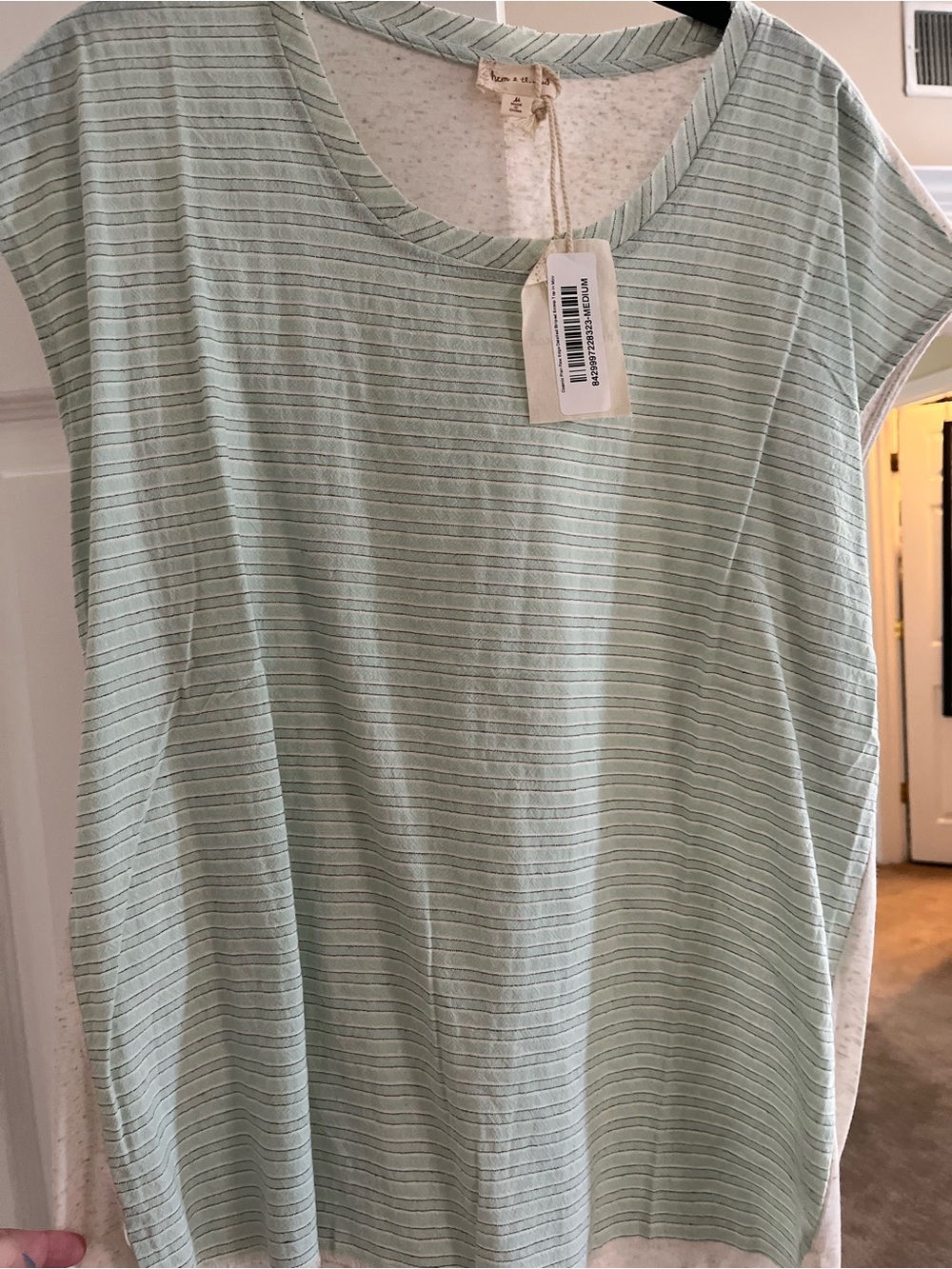 Hem & Thread Mint Green Striped Scoop Neck Top